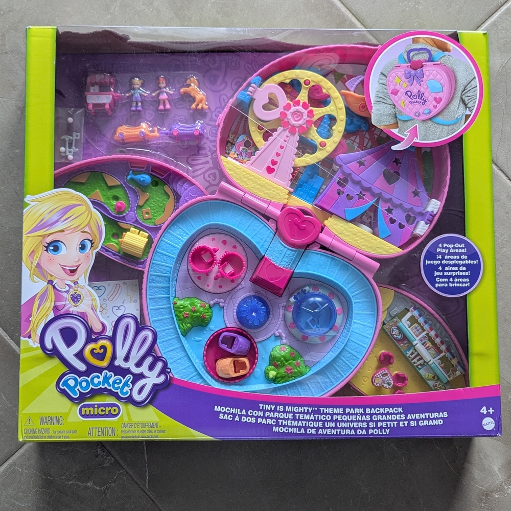 New in box Polly Pocket Tiny is Mighty Theme Park Backpack Compact